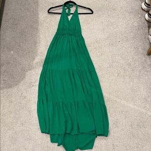 Amazon Green High Low Halter Dress